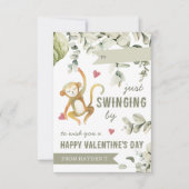 Boho Safari Monkey Classroom Valentines Day Card 招待状 (正面)