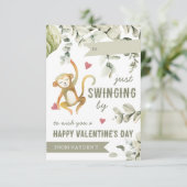Boho Safari Monkey Classroom Valentines Day Card 招待状 (スタンド正面)