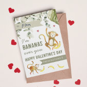 Boho Safari Monkey Classroom Valentines Day Card 招待状
