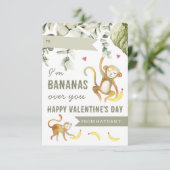 Boho Safari Monkey Classroom Valentines Day Card 招待状 (スタンド正面)