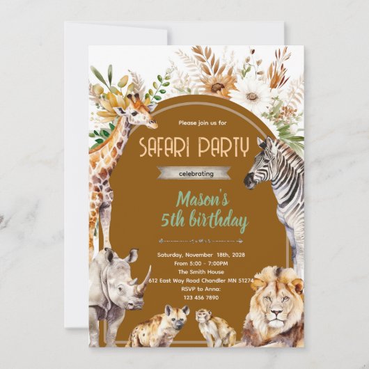 Boho safari party invitation 招待状 (正面)