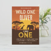 Boho Safari Sunset Wild One Birthday 招待状 (スタンド正面)