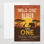 Boho Safari Sunset Wild One Birthday 招待状 (正面/裏面)