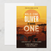 Boho Safari Sunset Wild One Birthday 招待状 (正面/裏面)