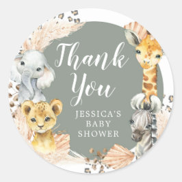 Boho SageグリーンサファリOh Boyありがとうステッカー ラウンドシール