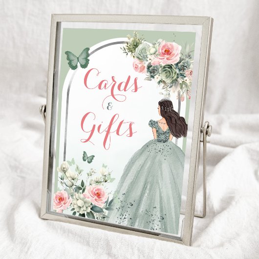 Boho Sageグリーンピンクフローラ15アニョスカードギフト ポスター