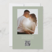 Boho SageグリーンフォトQrコードブライダルシャワー 招待状 (裏面)