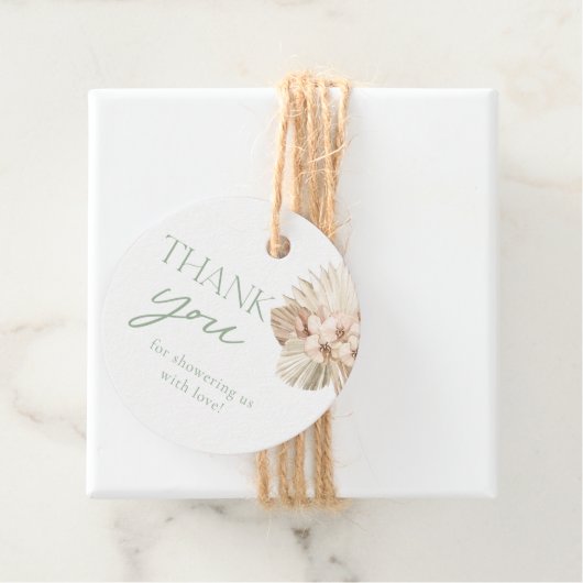 Boho Sageグリーンベイビーシャワーありがとう フェイバータグ (インサイチュ)