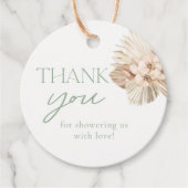 Boho Sageグリーンベイビーシャワーありがとう フェイバータグ (正面)