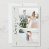 Boho Sageスクリプト複数の写真結婚の サンキューカード (正面)