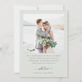 Boho Sageスクリプト複数の写真結婚の サンキューカード (裏面)