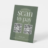 Boho Sageモダングリーンスキャンで2つのQRコードを支払う 台座サイン (正面)