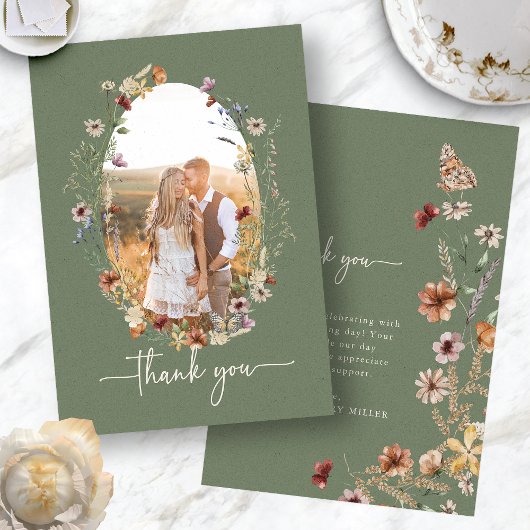 Boho Sage写真サンキューカード サンキューカード