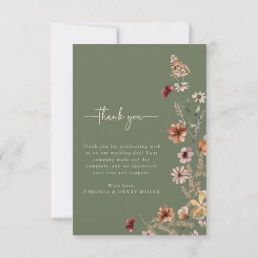 Boho Sage写真サンキューカード サンキューカード (裏面)