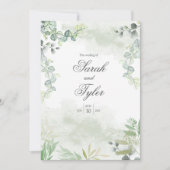 Boho Sage Floral Elegant Wedding Invitation 招待状 (正面)