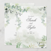 Boho Sage Floral Elegant Wedding Invitation 招待状 (正面/裏面)