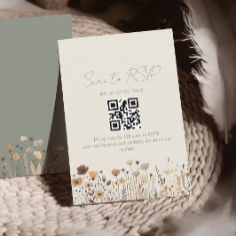Boho Sage Greenの結婚QRコード 出欠カード