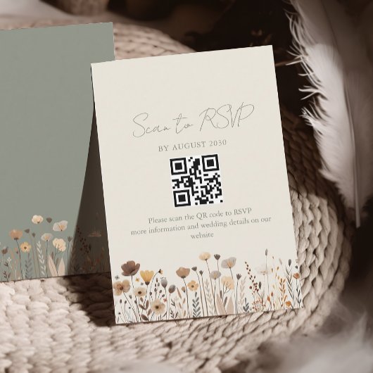 Boho Sage Greenの結婚QRコード 出欠カード