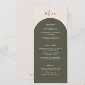 Boho Sage Green Arches Retro Wedding Dinner メニュー (正面/裏面)