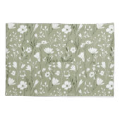 Boho Sage Green Botanical Personalized Floral  枕カバー (裏面)