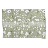 Boho Sage Green Botanical Personalized Floral 枕カバー (正面)