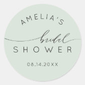 Boho Sage Green Bridal Shower ラウンドシール (正面)