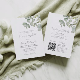 Boho Sage Green Eucalyptus All In One Wedding 招待状