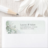 Boho Sage Green Eucalyptus Wedding Address Label ラベル (インサイチュ)