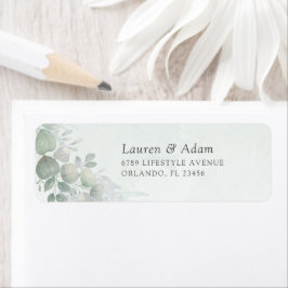 Boho Sage Green Eucalyptus Wedding Address Label ラベル