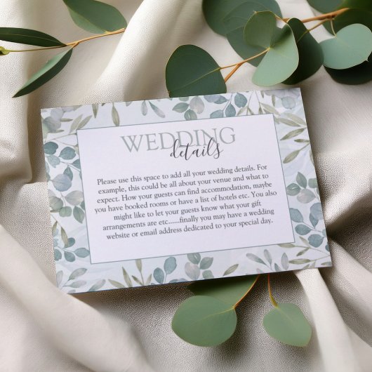 Boho Sage Green Eucalyptus Wedding Details エンクロージャーカード