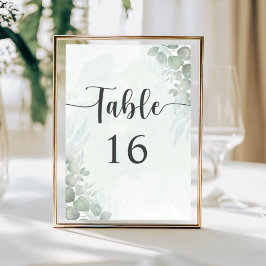 Boho Sage Green Eucalyptus Wedding Table Number テーブルナンバー