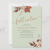 Boho sage green fall in love bridal shower 招待状 (正面)