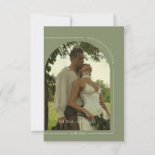 Boho Sage Green & Linen Arches Minimalist Photo サンキューカード (裏面)