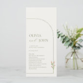 Boho Sage Green & Linen Minimalist Arch Wedding プログラム (スタンド正面)
