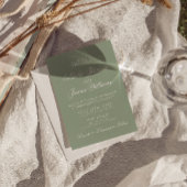 Boho Sage Green Modern QR Code Photo Wedding 招待状