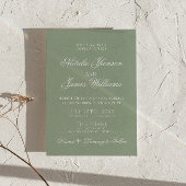 Boho Sage Green Modern QR Code Photo Wedding 招待状