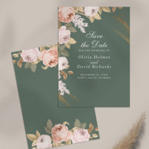 Boho Sage Green Peonies日付カードを保存