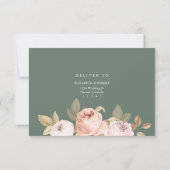 Boho Sage Green Peonies Wedding RSVP Card (裏面)