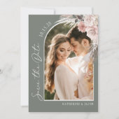 Boho Sage Green Photo 結婚's セーブザデート (正面)