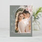 Boho Sage Green Photo 結婚's セーブザデート (スタンド正面)