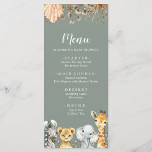 Boho Sage Green Safari Oh Boy Baby Showerメニュー メニュー