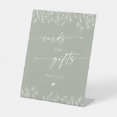 Boho Sage Green Wildflower Wedding Cards and Gifts 台座サイン (正面)