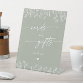 Boho Sage Green Wildflower Wedding Cards and Gifts 台座サイン (インサイチュ)