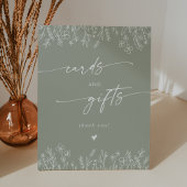 Boho Sage Green Wildflower Wedding Cards and Gifts 台座サイン