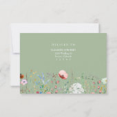 Boho Sage Green Wildflower Wedding RSVP Card (裏面)