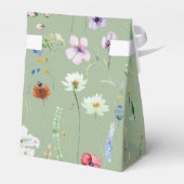 Boho Sage Green Wildflowers Wedding Favor Box フェイバーボックス (裏面サイド)