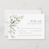 Boho Sage Greenery Botanical Wedding RSVPカード (正面)
