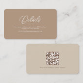 Boho Sand Minimalist Script Wedding QR Details エンクロージャーカード (正面/裏面)
