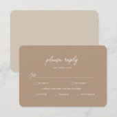 Boho Sand Minimalist Script Wedding RSVP Card エンクロージャーカード (正面/裏面)