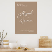 Boho Sand Minimalist Script Wedding Welcome Sign ポスター (キッチン)